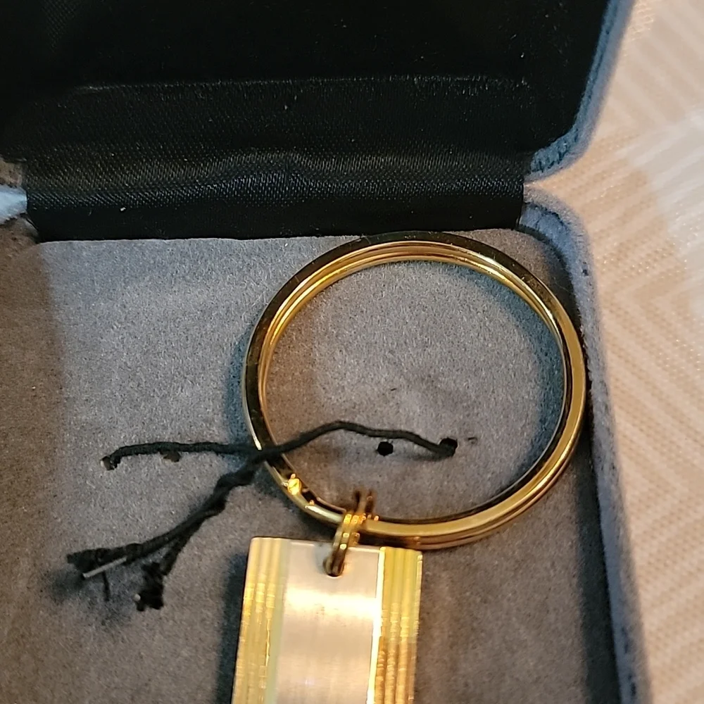 Vintage Christian Dior Gold & Silver Tone Metal Keychain Bag Purse Charm